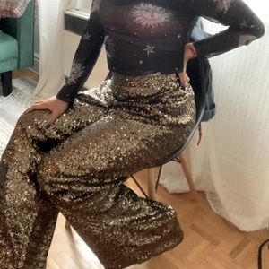 Banana Republic High-Rise Wide-Leg Sequin Pant